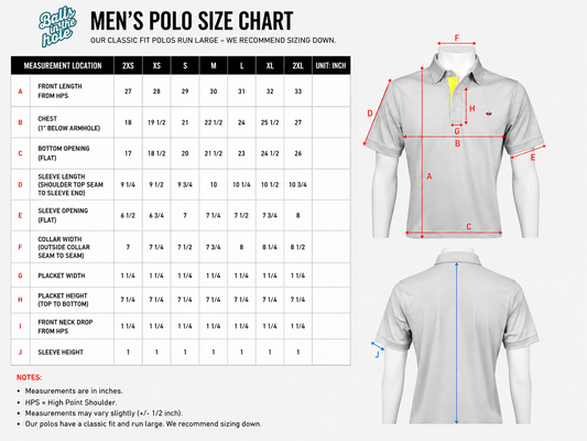 Men's Polo Size Chart